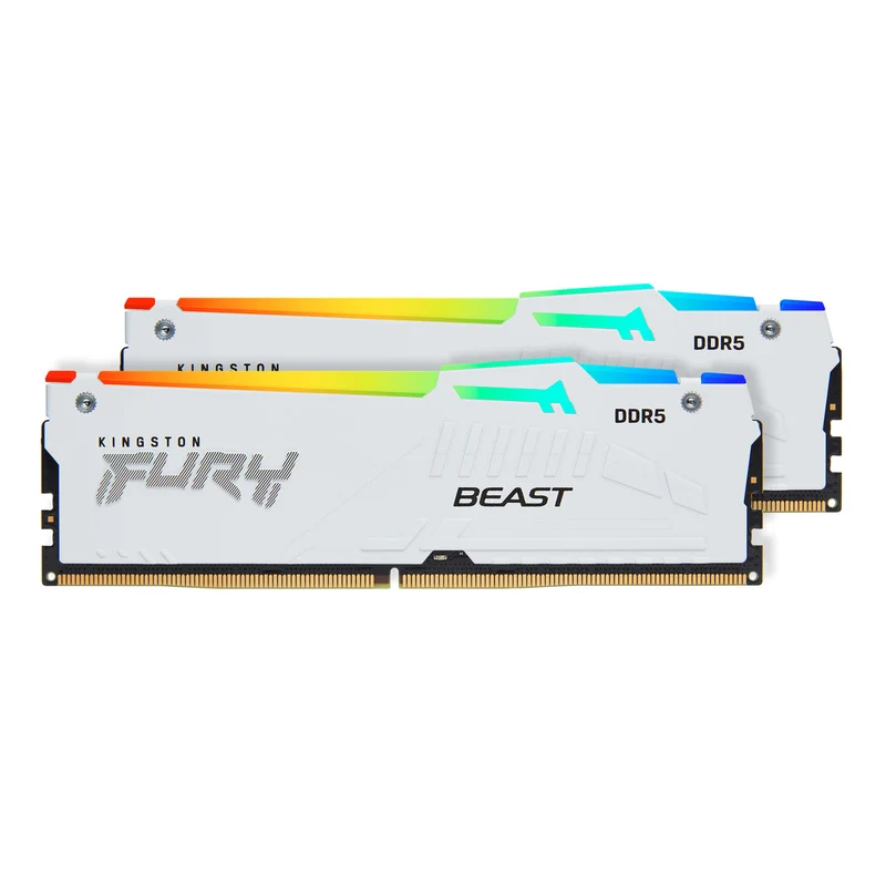 Kingston Fury Beast 32GB (2x16GB) DDR5 RGB Expo 6000MT/s CL36-44-44 Memory (White) (KF560C36BWE2AK2-32)