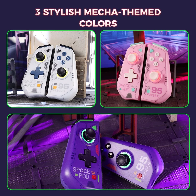 IINE Switch Left and Right Controller (Mecha Purple, Mecha Pink, Mecha White)