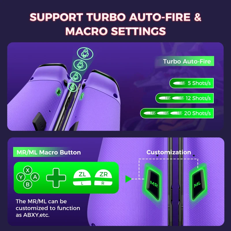 IINE Switch Left and Right Controller (Mecha Purple, Mecha Pink, Mecha White)
