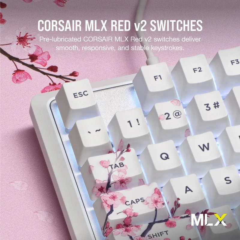 Corsair K70 Core SE RGB Mechanical Gaming Keyboard Cherry Blossom (MLX Red Pre-Lubed Mechanical Switches) (CH-9109C1E-NA)