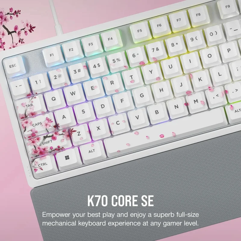 Corsair K70 Core SE RGB Mechanical Gaming Keyboard Cherry Blossom (MLX Red Pre-Lubed Mechanical Switches) (CH-9109C1E-NA)
