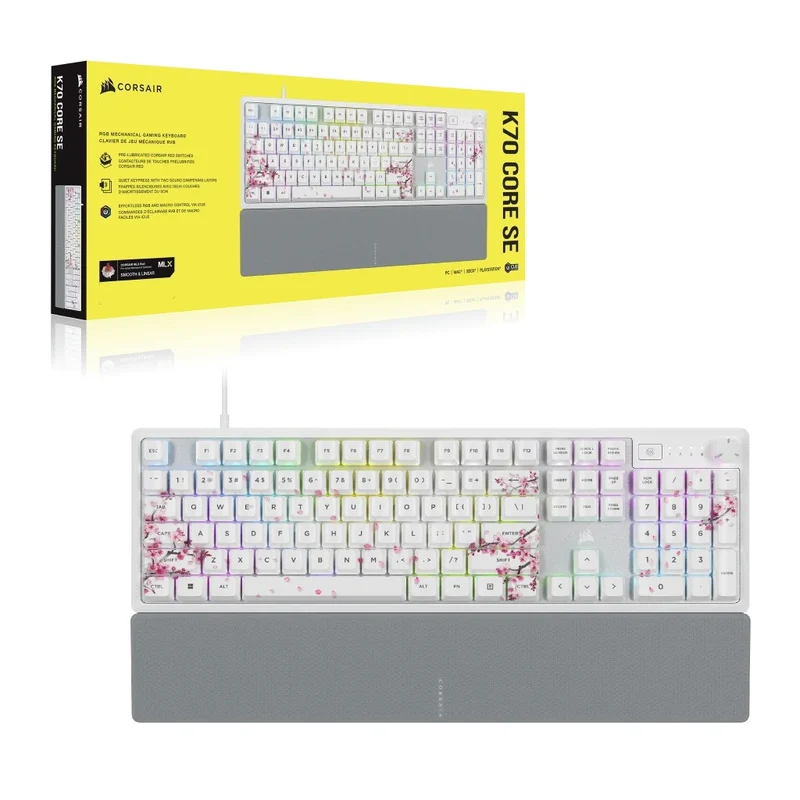 Corsair K70 Core SE RGB Mechanical Gaming Keyboard Cherry Blossom (MLX Red Pre-Lubed Mechanical Switches) (CH-9109C1E-NA)