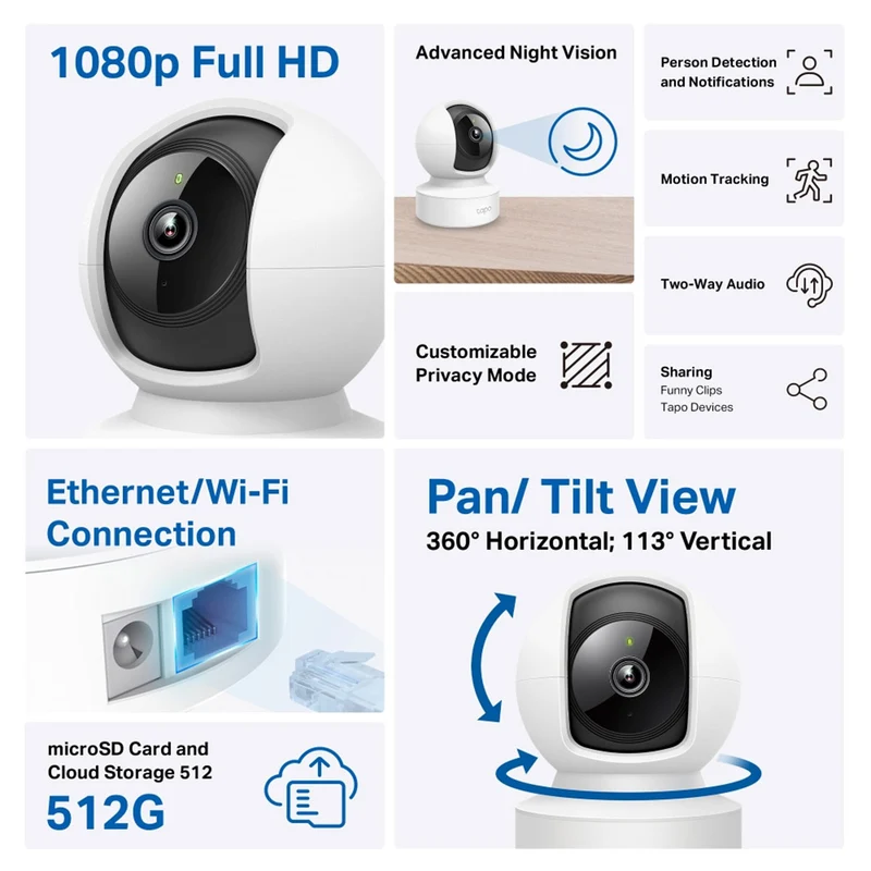 TP-Link Tapo C202 1080P FHD Pan/Tilt Home Security Camera