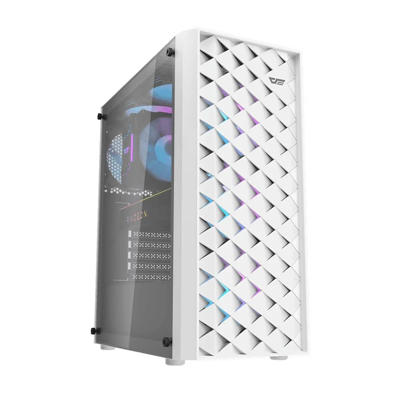 DarkFlash DK351 Luxury ATX PC Gaming Case (Black, White)