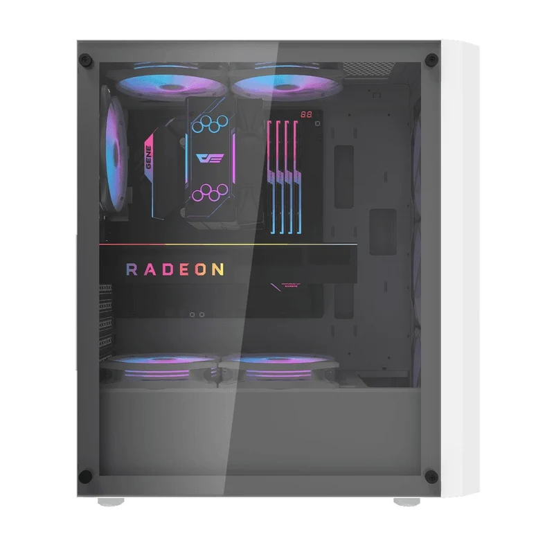DarkFlash DK351 Luxury ATX PC Gaming Case (Black, White)