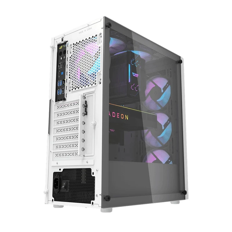 DarkFlash DK351 Luxury ATX PC Gaming Case (Black, White)