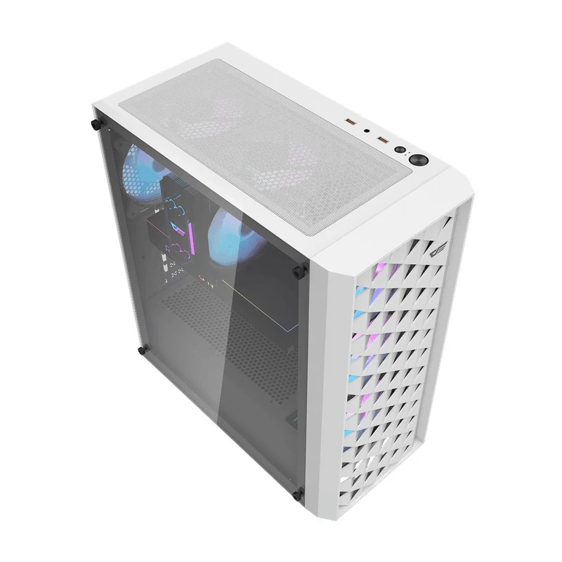 DarkFlash DK351 Luxury ATX PC Gaming Case (Black, White)