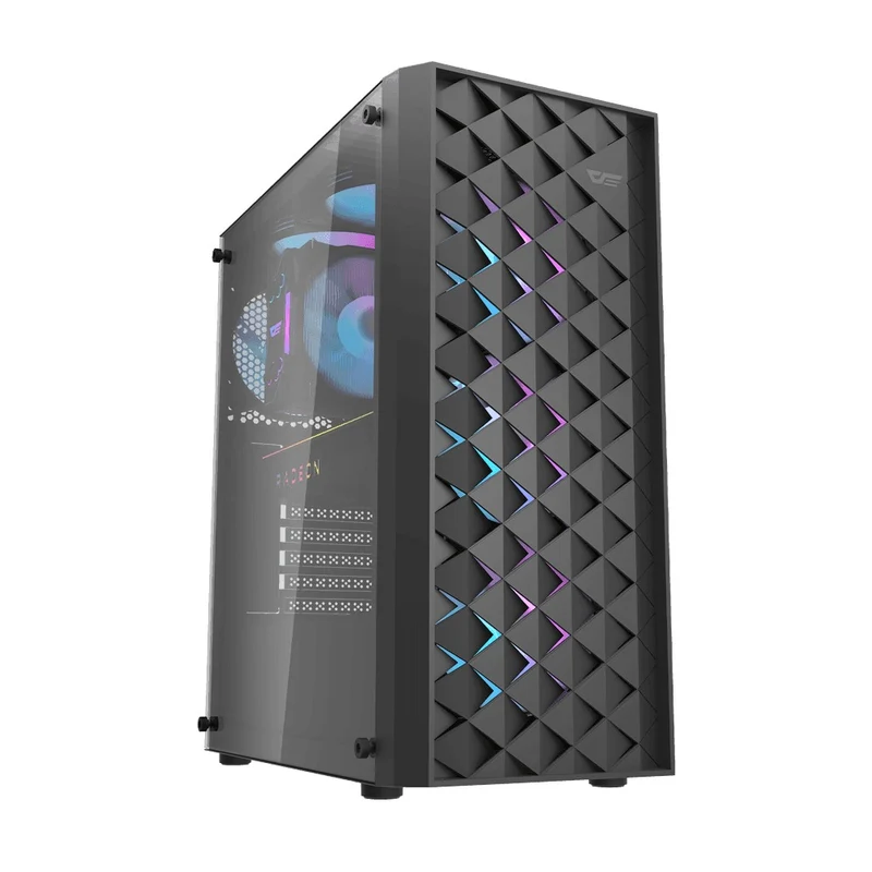 DarkFlash DK351 Luxury ATX PC Gaming Case (Black, White)