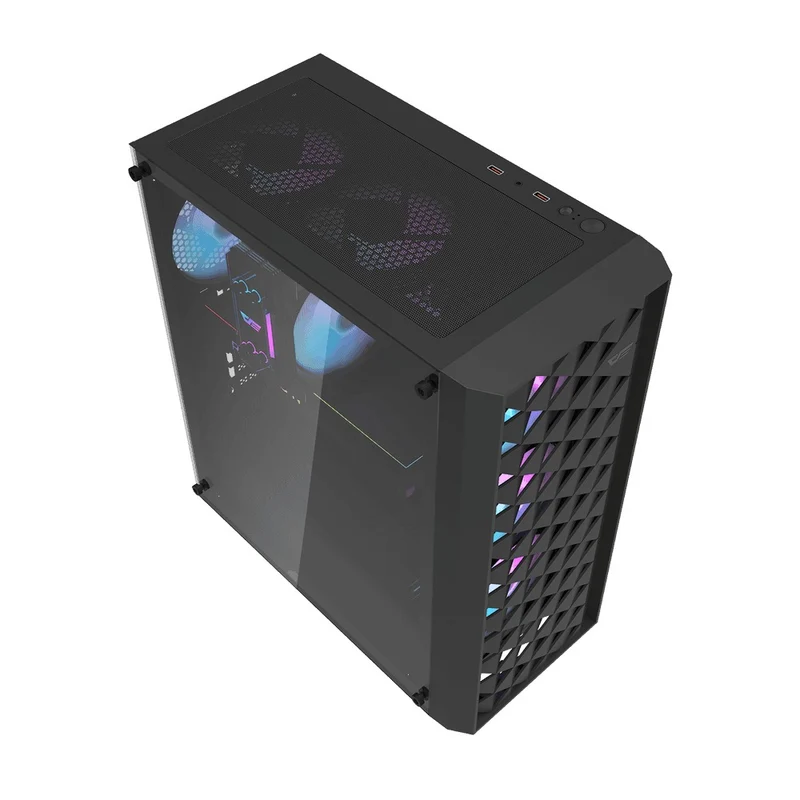 DarkFlash DK351 Luxury ATX PC Gaming Case (Black, White)