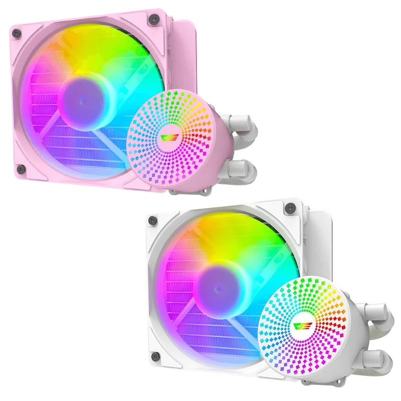 Darkflash Radiant DC-120 ARGB All-In-One 120MM Liquid CPU Cooler (White, Pink)