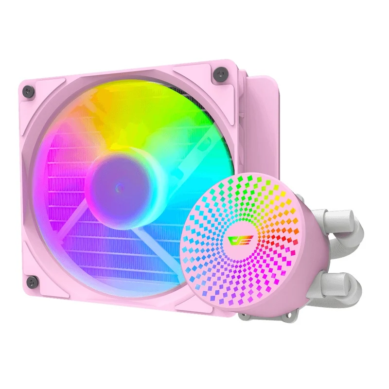 Darkflash Radiant DC-120 ARGB All-In-One 120MM Liquid CPU Cooler (White, Pink)
