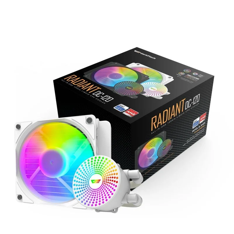Darkflash Radiant DC-120 ARGB All-In-One 120MM Liquid CPU Cooler (White, Pink)