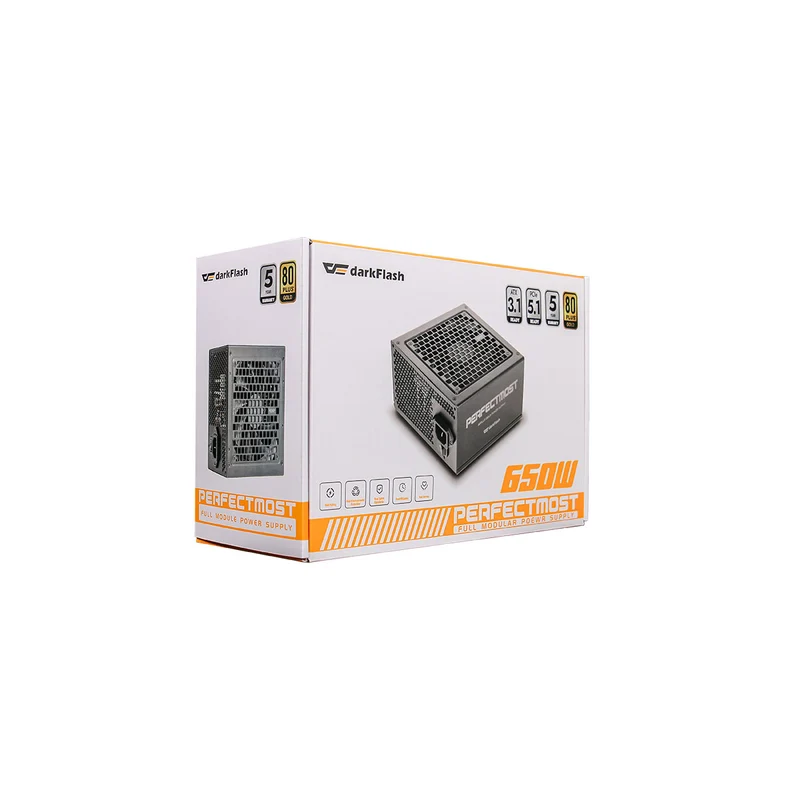 DarkFlash PMT650 650W 80+ Gold ATX 3.1 PCIe 5.1 Ready Full Modular Power Supply (Black)