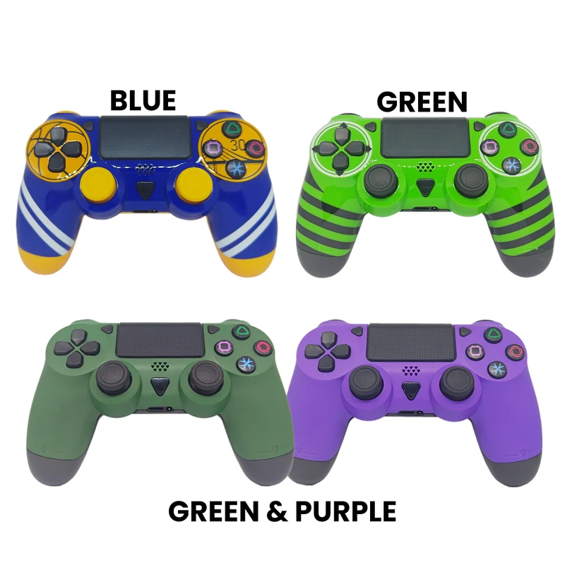 Dobe PS4 Wireless Controller Designed For Gaming Fans (Green, Blue, Purple & Green (2pcs))