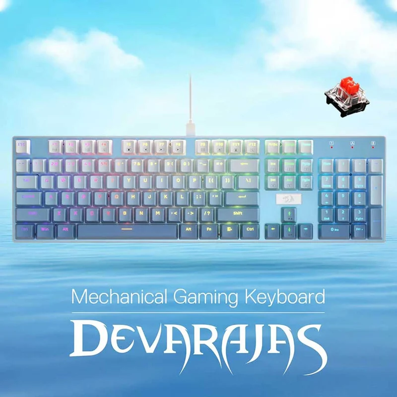 Redragon Devarajas Full-Size Hot-Swappable RGB Mechanical Gaming Keyboard (Dust-Proof Red Switch) (K556GWB-RGB)