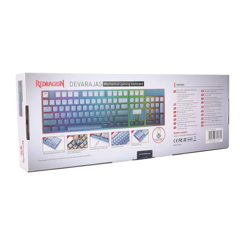 Redragon Devarajas Full-Size Hot-Swappable RGB Mechanical Gaming Keyboard (Dust-Proof Red Switch) (K556GWB-RGB)