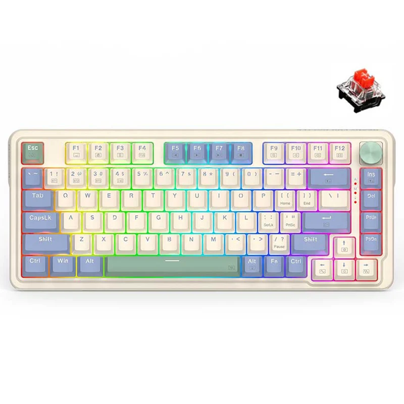 Redragon Ucal Pro RGB Wireless 75% Gasket Hot-Swappable Mechanical Keyboard With Knob (Dust-Proof Red Switch) (K673CPG-RGB-PRO)