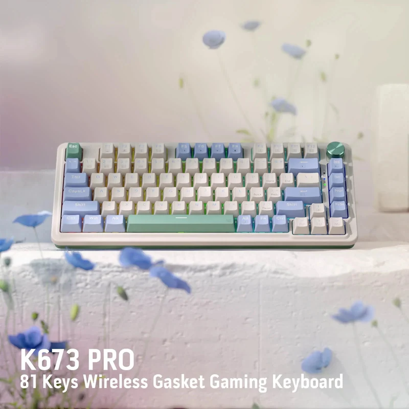 Redragon Ucal Pro RGB Wireless 75% Gasket Hot-Swappable Mechanical Keyboard With Knob (Dust-Proof Red Switch) (K673CPG-RGB-PRO)