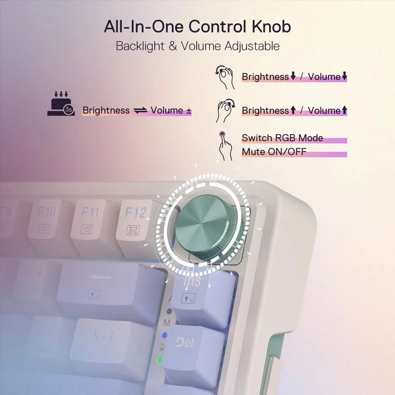 Redragon Ucal Pro RGB Wireless 75% Gasket Hot-Swappable Mechanical Keyboard With Knob (Dust-Proof Red Switch) (K673CPG-RGB-PRO)