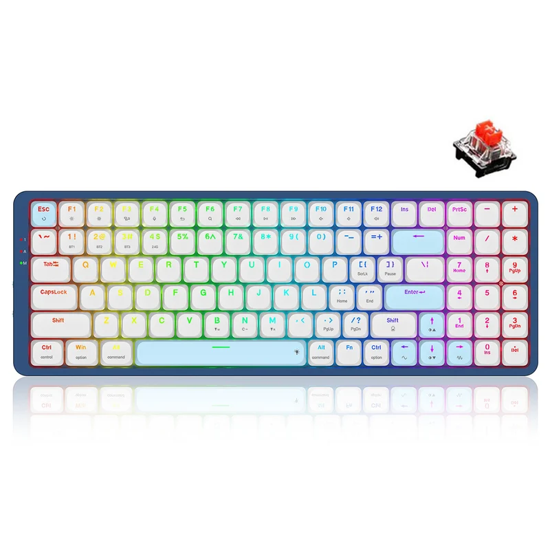 Redragon Eva Pro Tri-Mode RGB Backlit Mechanical Gaming Keyboard (Dust-Proof Red Switch) (K684WB-RGB-PRO)