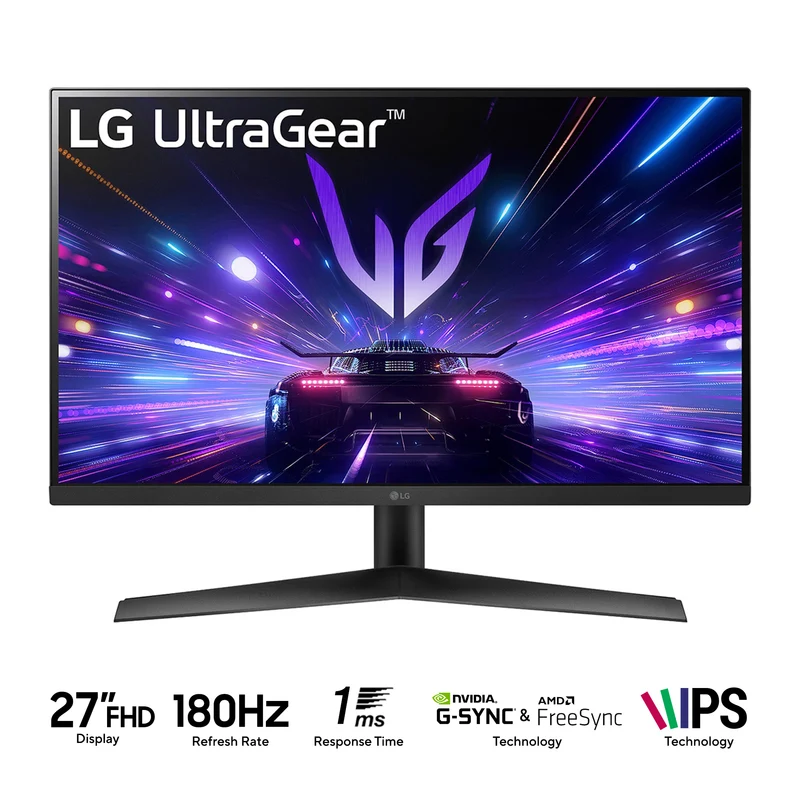 LG 27GS60F-B 27" Ultragear FHD (1920x1080) HDR 180Hz 1ms GTG IPS Freesync G-Sync Compatible Gaming Monitor