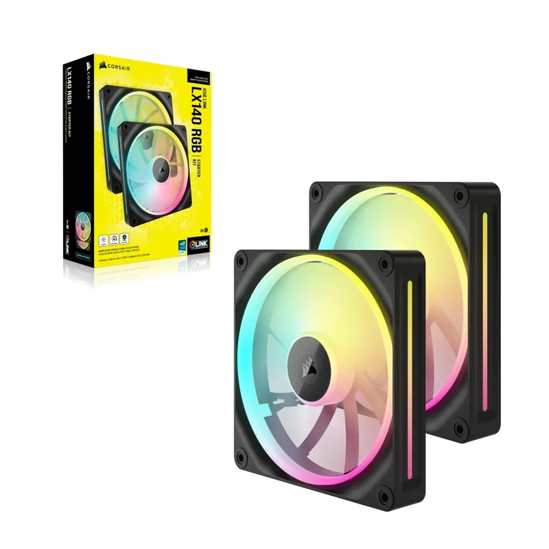 Corsair iCUE LINK LX140 RGB 140MM PWM Dual Fan Starter Kit (Black, White)
