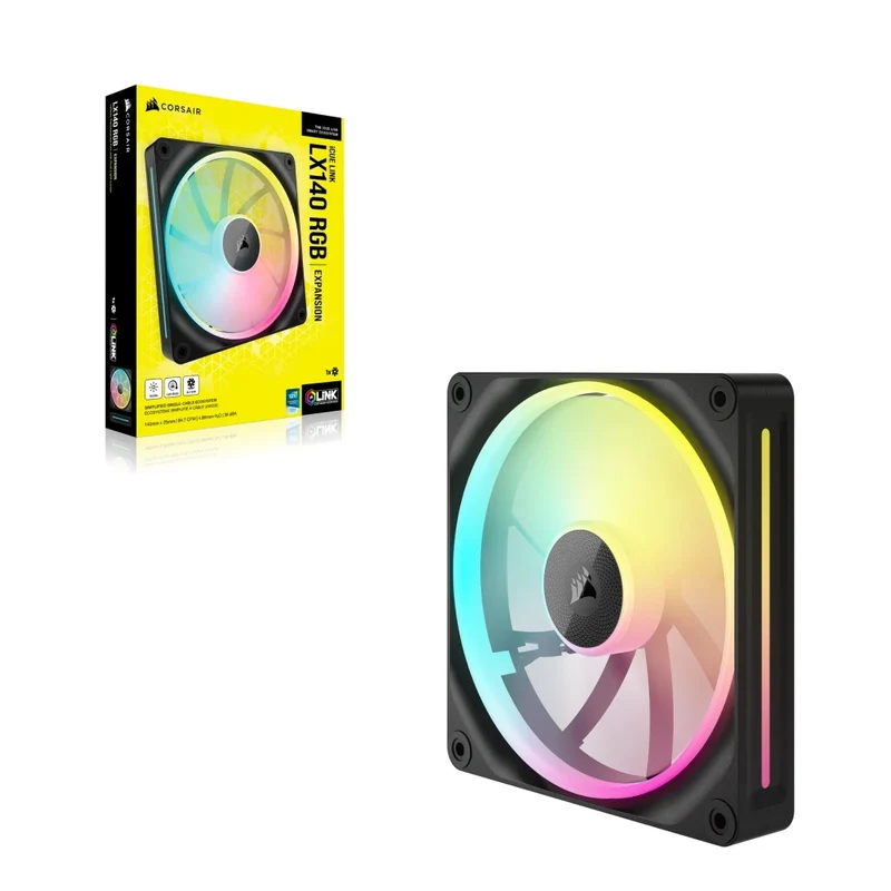 Corsair iCUE LINK LX140 RGB 140MM PWM PC Fan Expansion Kit (Single Pack) (Black, White)