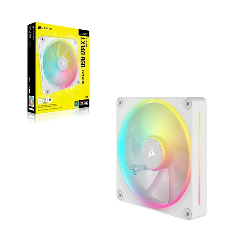 Corsair iCUE LINK LX140 RGB 140MM PWM PC Fan Expansion Kit (Single Pack) (Black, White)