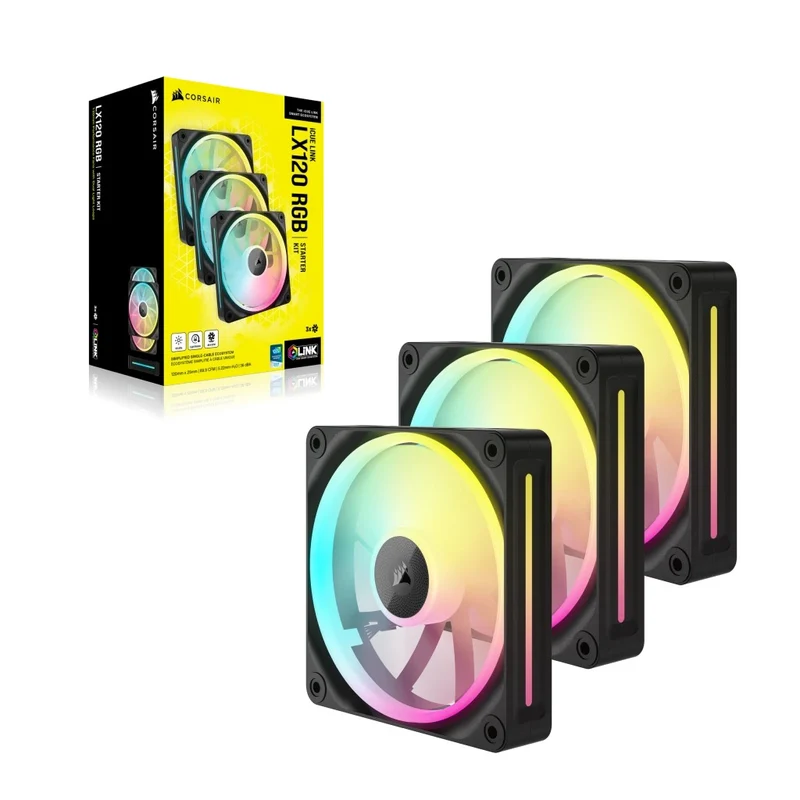 Corsair iCUE LINK LX120 RGB 120MM PWM Fan Triple Starter Kit (Black, White)