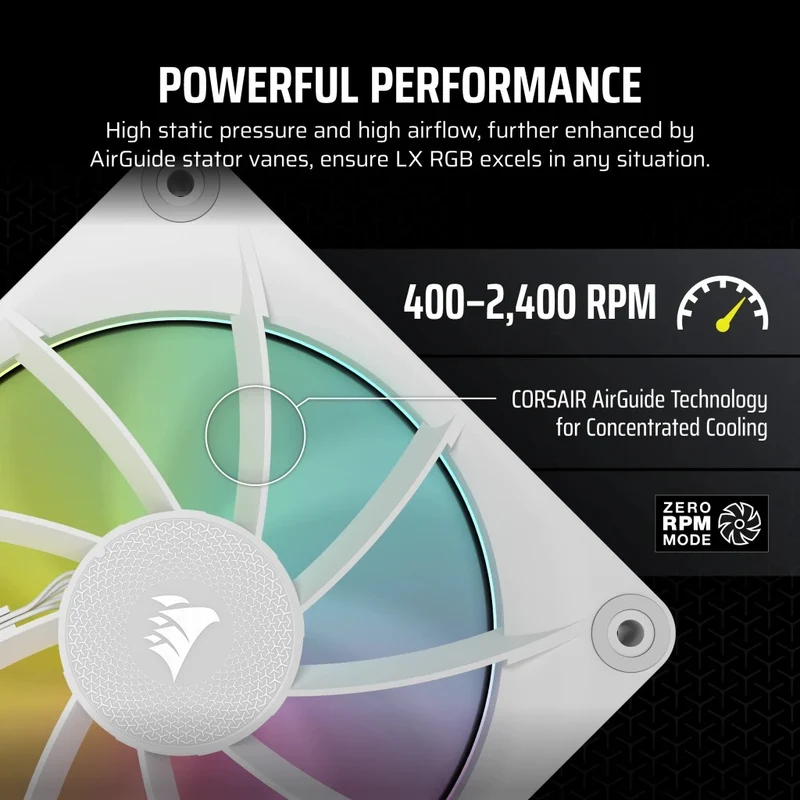 Corsair iCUE LINK LX120 RGB 120MM PWM Fan Triple Starter Kit (Black, White)