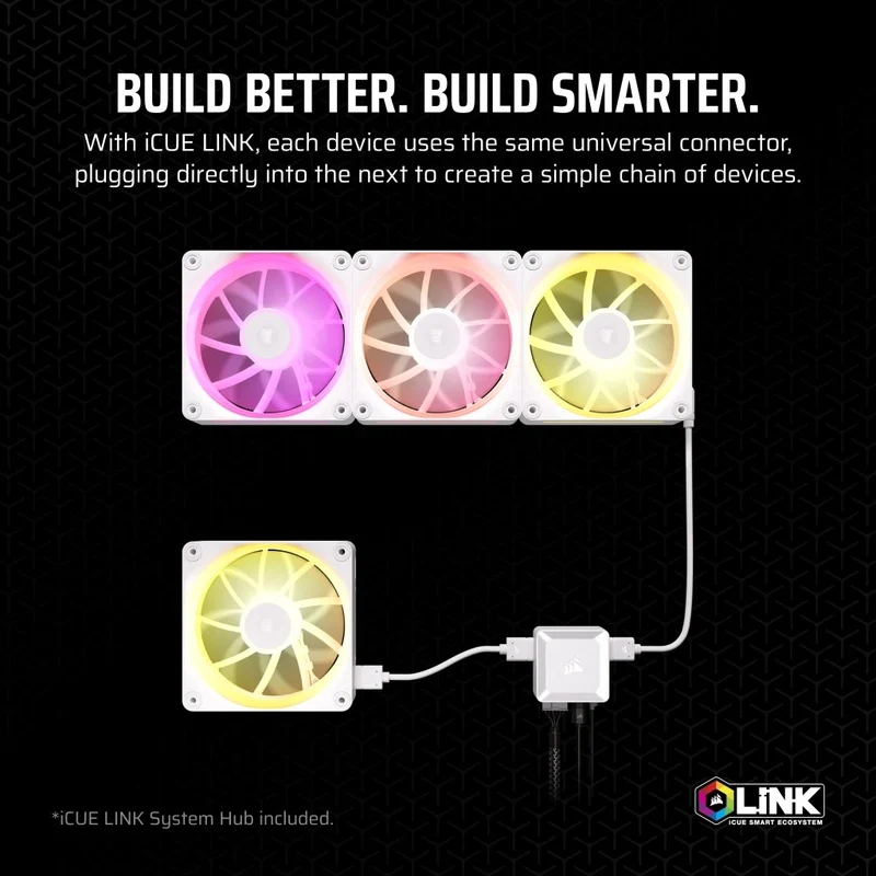 Corsair iCUE LINK LX120 RGB 120MM PWM Fan Triple Starter Kit (Black, White)