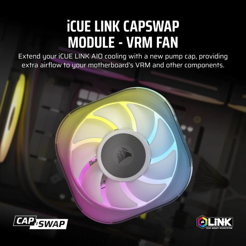 Corsair iCUE LINK Cap Swap AIO Module VRM Fan (Black, White)