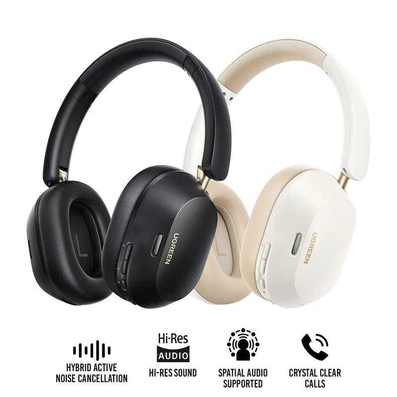 Ugreen HiTune Max5c Hybrid Active Noise-Cancelling Headphones (Black, White) (HP203/35757, HP203/35758)