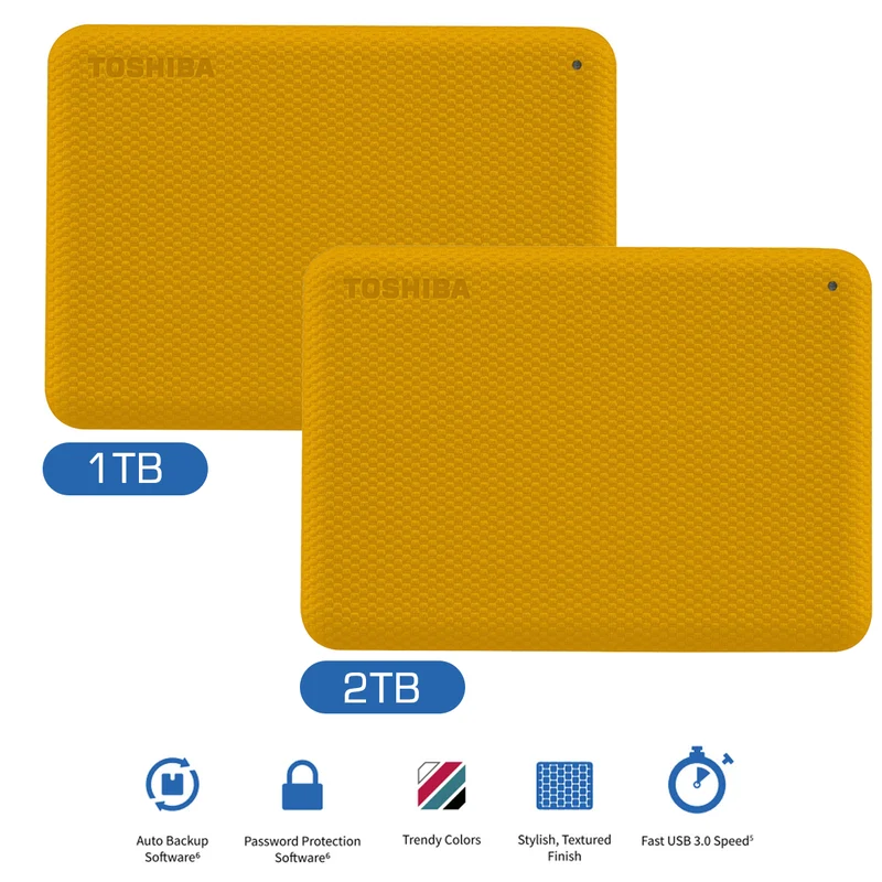 Toshiba Canvio Advance 2.5" USB 3.2 Portable External Hard Drive (1TB, 2TB) (Honey)