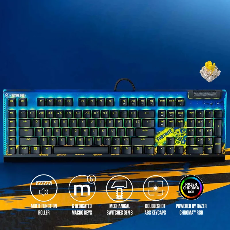 Razer Blackwidow V4 X Mechanical Gaming Keyboard with Razer Chroma RGB (Fortnite Edition) (Yellow Switch)
