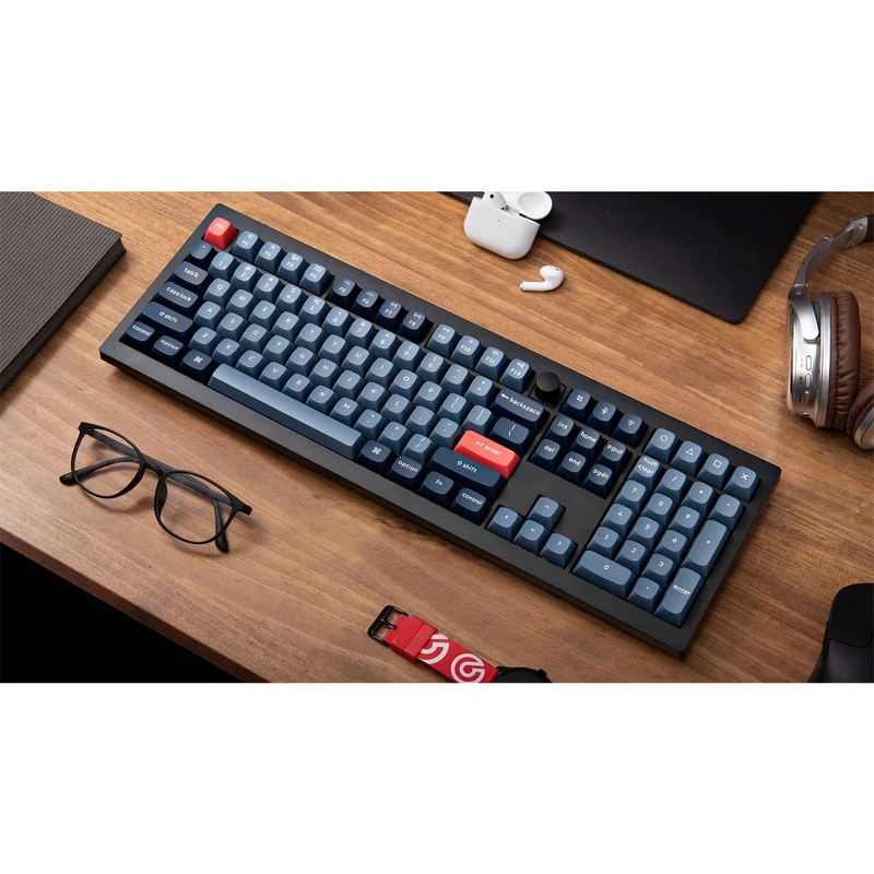 Keychron V6 Max QMK/Via Fully Assembled With Knob RGB Backlit Hot-Swappable Full Size Wireless Custom Mechanical Keyboard - Carbon Black (Gateron Jupited Red Switch, Gateron Jupiter Brown Switch, Gateron Jupiter Banana Switch) (V6M-D1, V6M-D3, V6M-D4)