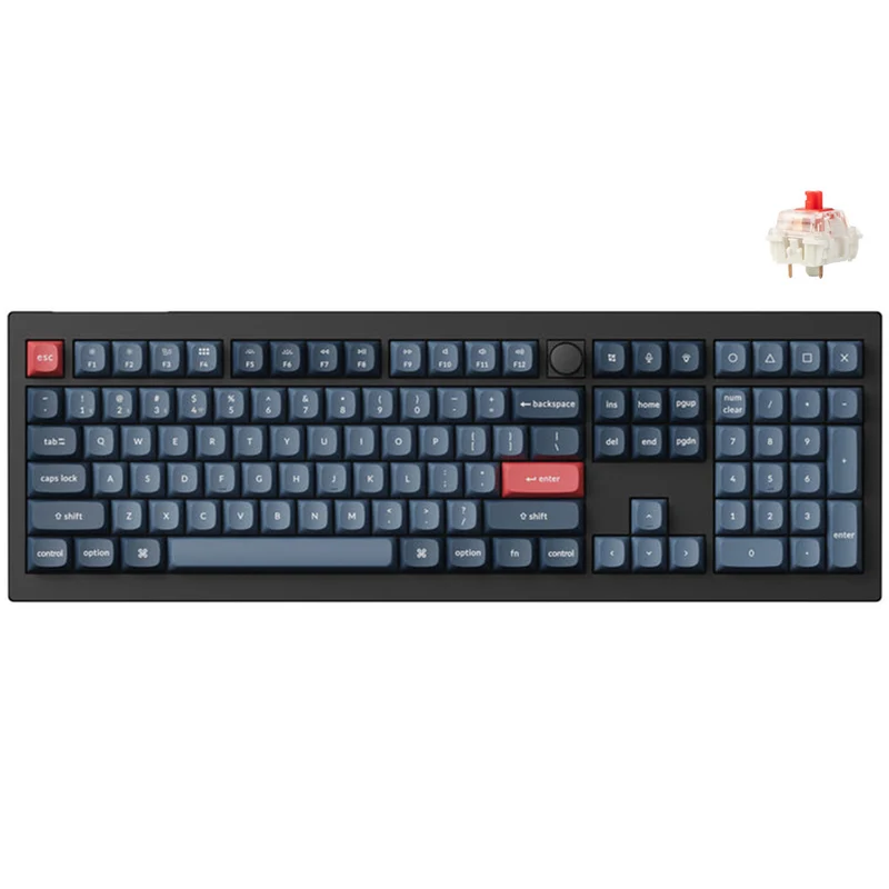 Keychron V6 Max QMK/Via Fully Assembled With Knob RGB Backlit Hot-Swappable Full Size Wireless Custom Mechanical Keyboard - Carbon Black (Gateron Jupited Red Switch, Gateron Jupiter Brown Switch, Gateron Jupiter Banana Switch) (V6M-D1, V6M-D3, V6M-D4)