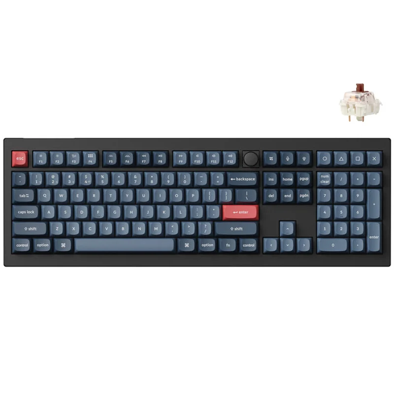 Keychron V6 Max QMK/Via Fully Assembled With Knob RGB Backlit Hot-Swappable Full Size Wireless Custom Mechanical Keyboard - Carbon Black (Gateron Jupited Red Switch, Gateron Jupiter Brown Switch, Gateron Jupiter Banana Switch) (V6M-D1, V6M-D3, V6M-D4)