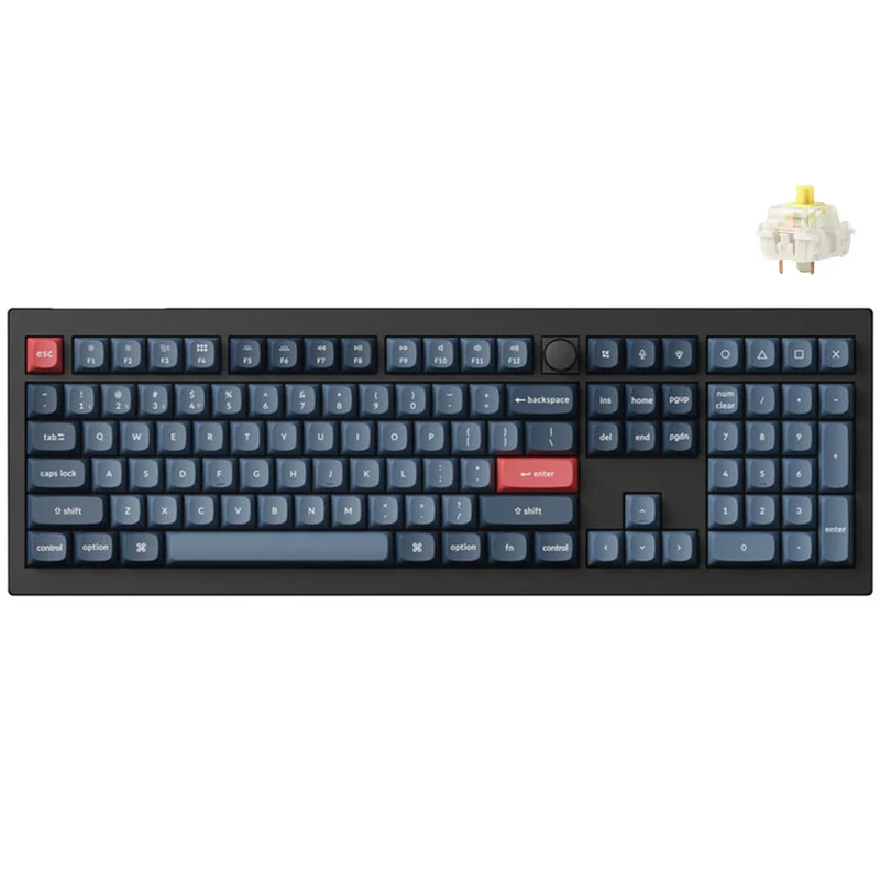 Keychron V6 Max QMK/Via Fully Assembled With Knob RGB Backlit Hot-Swappable Full Size Wireless Custom Mechanical Keyboard - Carbon Black (Gateron Jupited Red Switch, Gateron Jupiter Brown Switch, Gateron Jupiter Banana Switch) (V6M-D1, V6M-D3, V6M-D4)