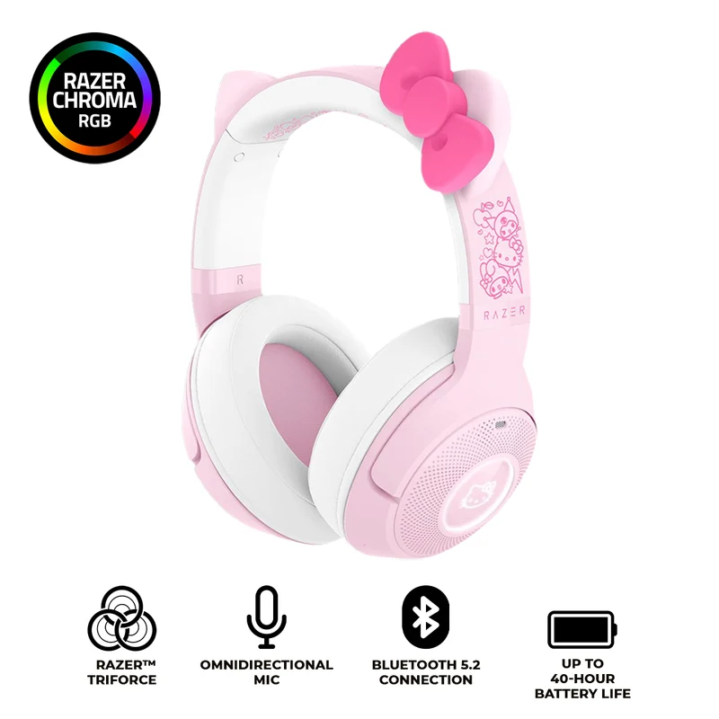 Razer Kraken Kitty V2 BT Wireless Bluetooth Chroma Rgb Headset With Kitty Ears (Hello Kitty and Friends Edition) (Pink)