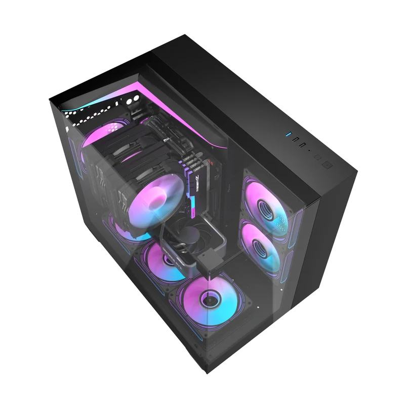 Darkflash TH285M Luxury M-ATX Front & Side Glass Panel PC Case (Black, White)