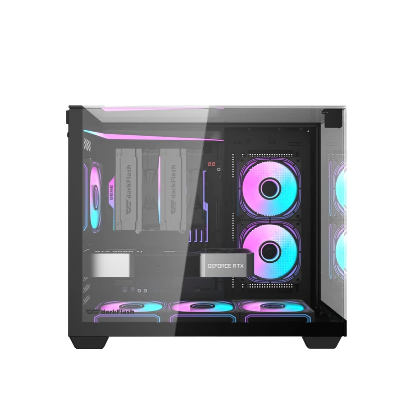 Darkflash TH285M Luxury M-ATX Front & Side Glass Panel PC Case (Black, White)