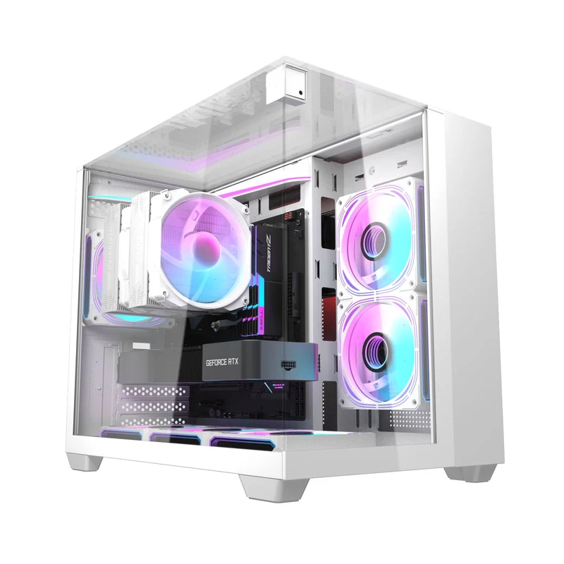 Darkflash TH285M Luxury M-ATX Front & Side Glass Panel PC Case (Black, White)