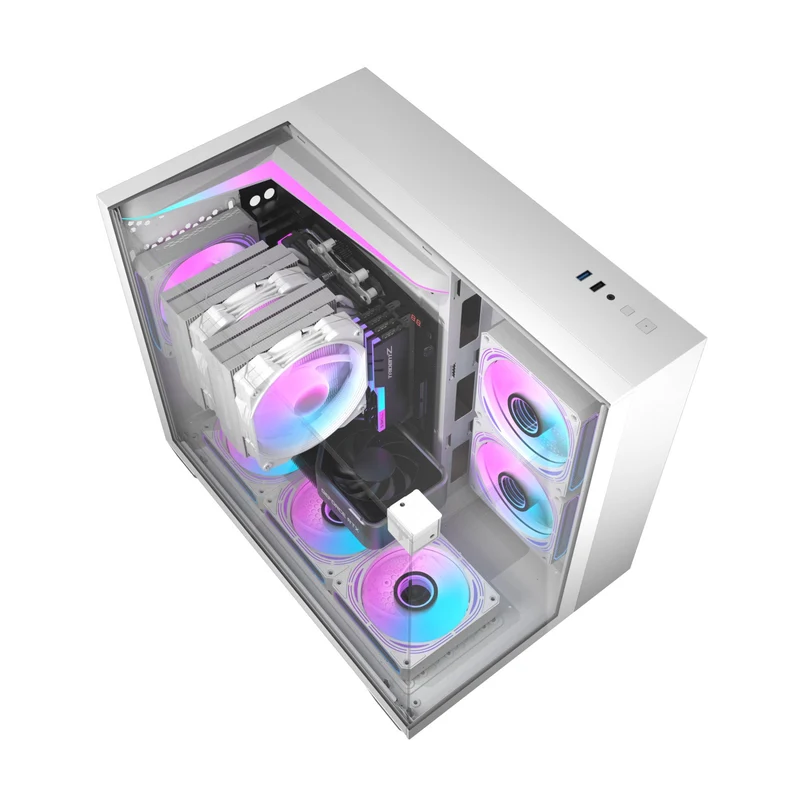 Darkflash TH285M Luxury M-ATX Front & Side Glass Panel PC Case (Black, White)