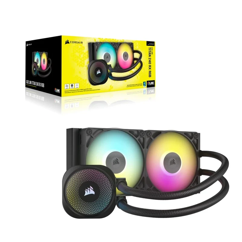 Corsair iCUE LINK TITAN 240 RX RGB AIO Liquid CPU Cooler (Black, White)