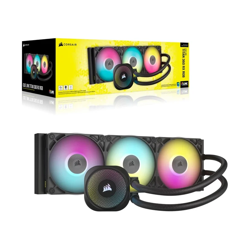 Corsair iCUE LINK TITAN 360 RX RGB AIO Liquid CPU Cooler (Black, White)