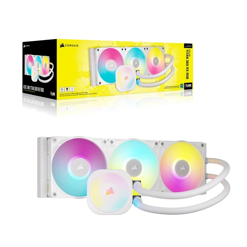 Corsair iCUE LINK TITAN 360 RX RGB AIO Liquid CPU Cooler (Black, White)