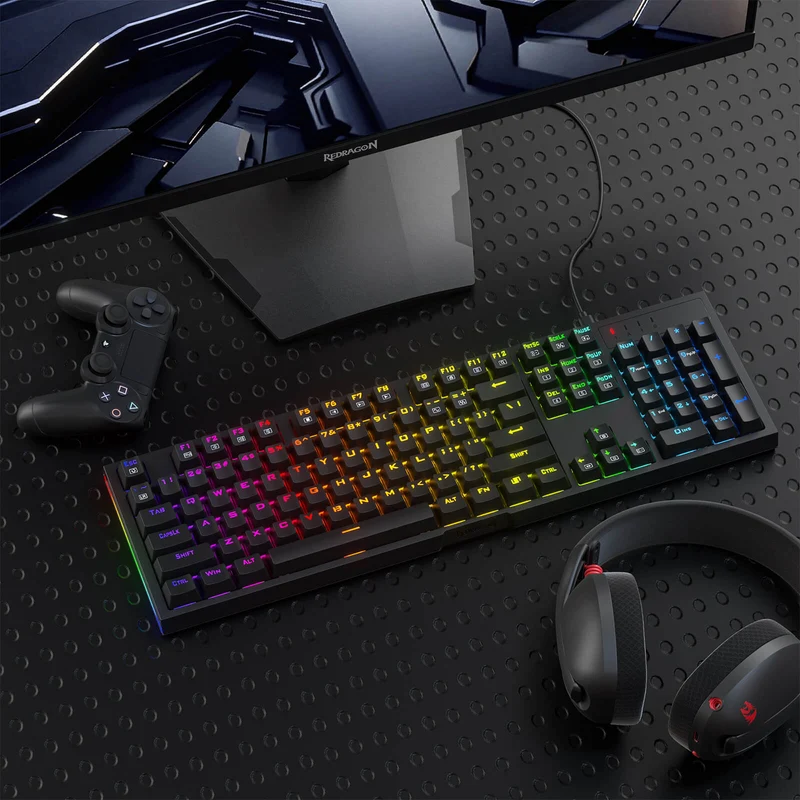 Redragon Argo Full-Size Hot-Swappable RGB Wired Mechanical Gaming Keyboard (Dust-Proof Red Switch) (K670-RGB)