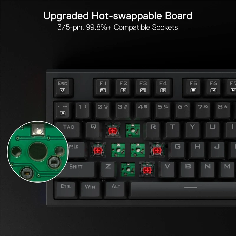 Redragon Argo Full-Size Hot-Swappable RGB Wired Mechanical Gaming Keyboard (Dust-Proof Red Switch) (K670-RGB)