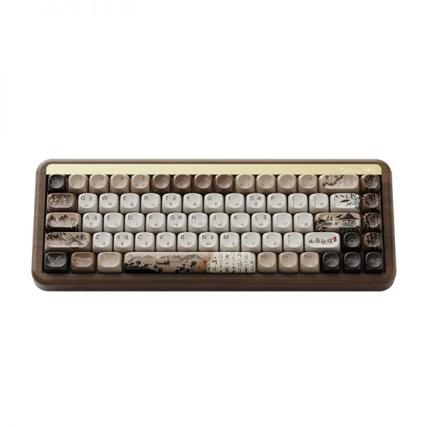 Akko MU01 Mountain Seclusion Walnut Wood Case Multi-Mode RGB Hot-Swappable Mechanical Keyboard (Akko Rosewood, Akko V3 Piano Pro)